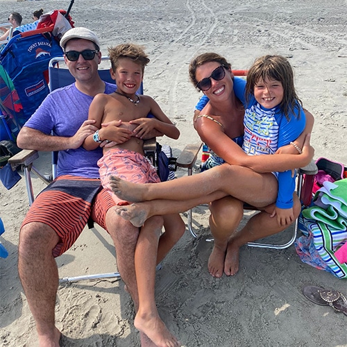 Here is Andrew with his wife Lindsey, son Ernie and daughter Elisabeth.