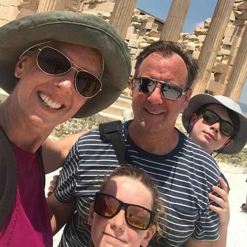 Traveling is a passion of Beth and her family, pictured here during their last family trip to Greece. 