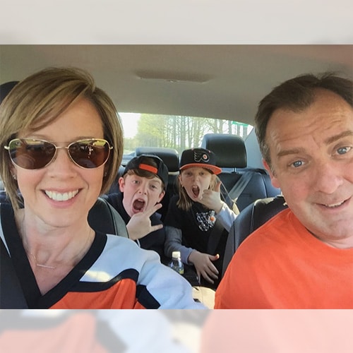 Beth and her family love all things hockey. Not only are they four Flyers fans, both kids play hockey as well.