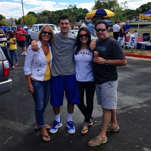 In the fall the Clarks like to travel to University of Delaware Football games with family and friends.