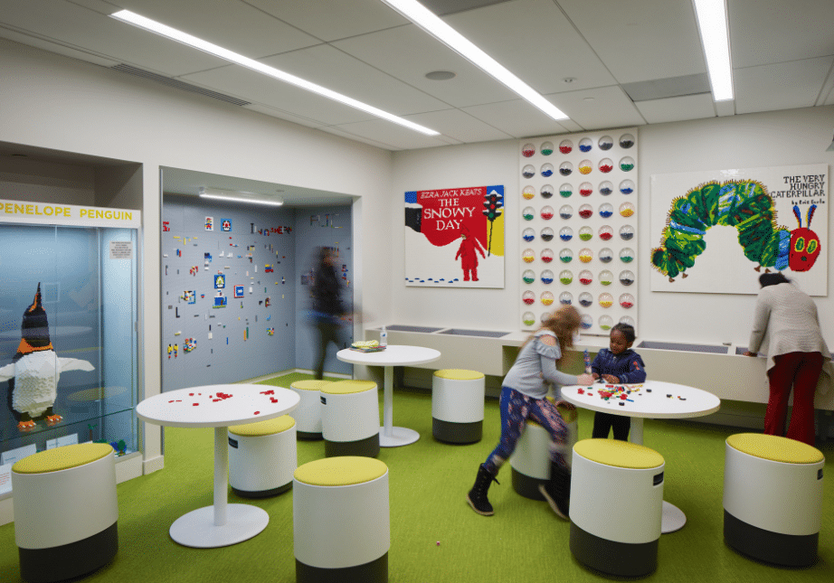 School Age Children Building Legos in a Maker Space Lego Room: A Creative and Inclusive Learning Environment